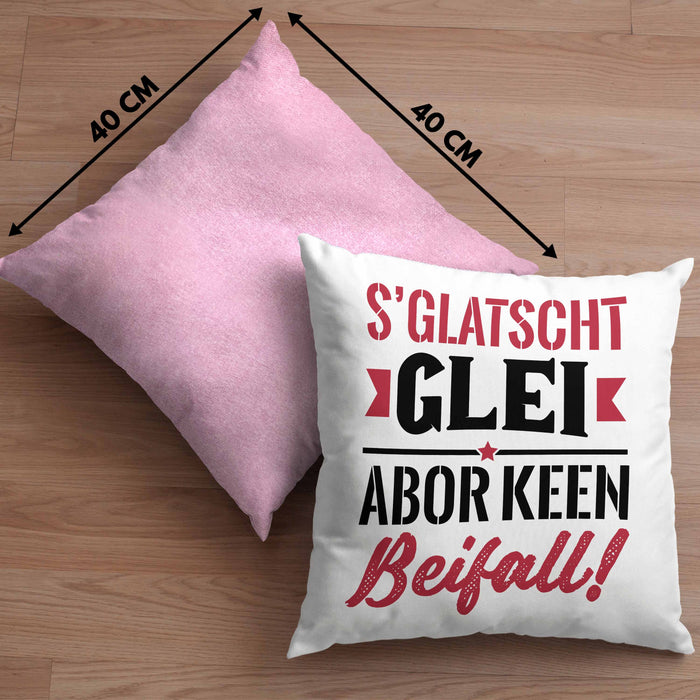 Sachsen Kissen mit Füllung 40x40 Sprüche "Es klatscht glei" Sächsisch Ossi Geschenk Kaffee-Kissen mit Füllung 40x40 (Grau) Rosa Trendation