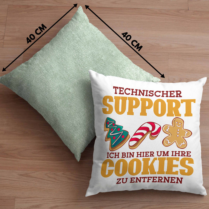 Lustige Kissen mit Füllung 40x40 Technischer Support "Ich bin hier, um Ihre Cookies zu entfernen" Geschenk für Tech-Enthusiasten (Grau) Grün Trendation