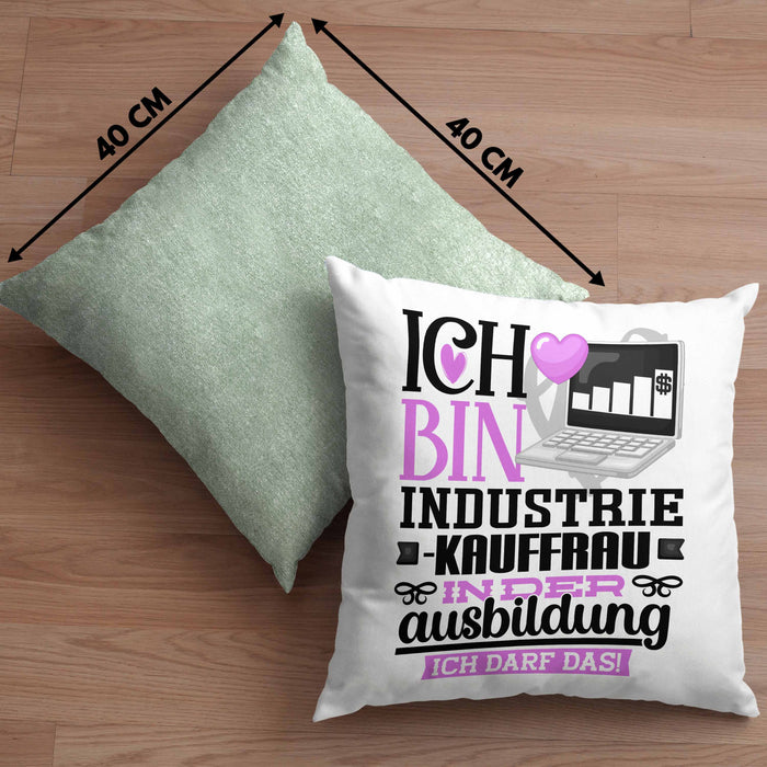 Industriekauffrau Ausbildung Start Geschenk Kissen mit Füllung 40x40 Ich Bin Industriekauffrau In Der Ausbildung Ich Darf Das Geschenkidee (Grau) Grün Trendation