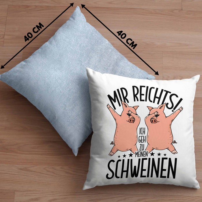 Lustige Kissen mit Füllung 40x40 Geschenk für Schweine-Bauer Geschenkidee Spruch (Grau) Blau Trendation