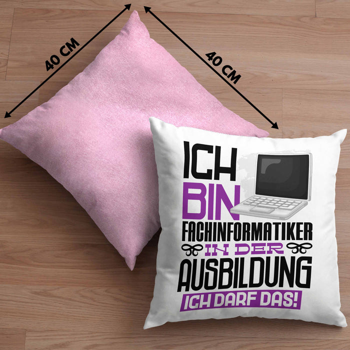 Fachinformatiker Ausbildung Kissen mit Füllung 40x40 Geschenk Ich Bin Fachinformatiker In Der Ausbildung Ich Darf Das Geschenkidee Spruch (Grau) Rosa Trendation