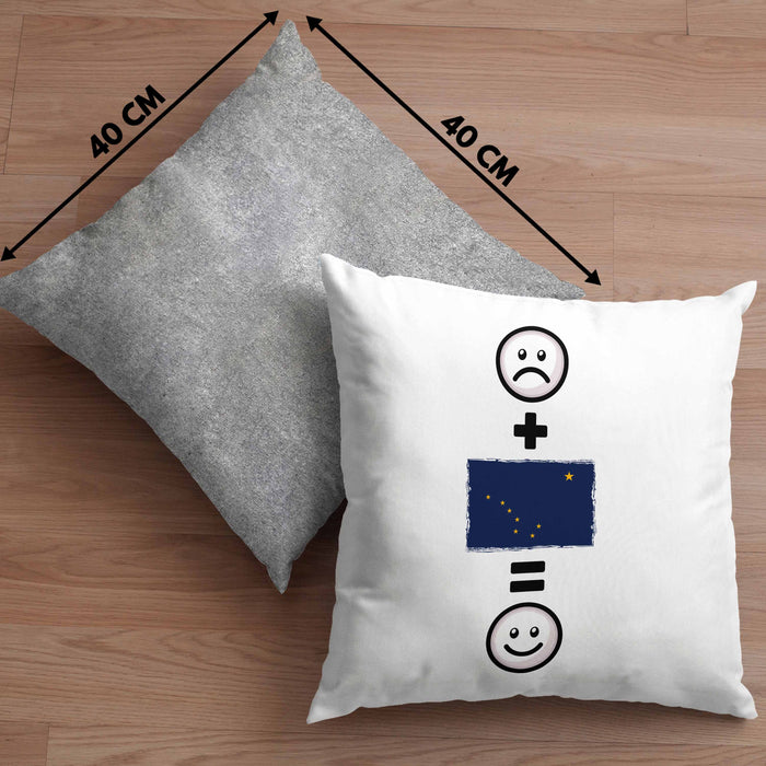 Alaska Kissen mit Füllung 40x40 Geschenk für Alaska-Liebhaber Urlaub Lustige Geschenkidee :( + Alaska Flagge = :) Geburtstag (Grau) Grau Trendation