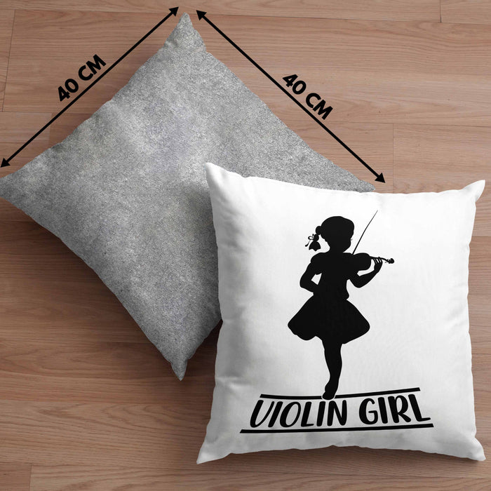 Geigenspieler Geschenk Kissen mit Füllung 40x40 Geigenspielerin Geigen Spruch Violin Girl (Grau) Grau Trendation