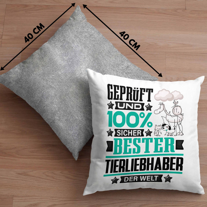 Tierwohlhaber Geschenk Lustiger Spruch für Tierwohlhaber Geschenkidee Bester Tierwohlhaber Der WeltKissen mit Füllung 40x40 (Grau) Grau Trendation