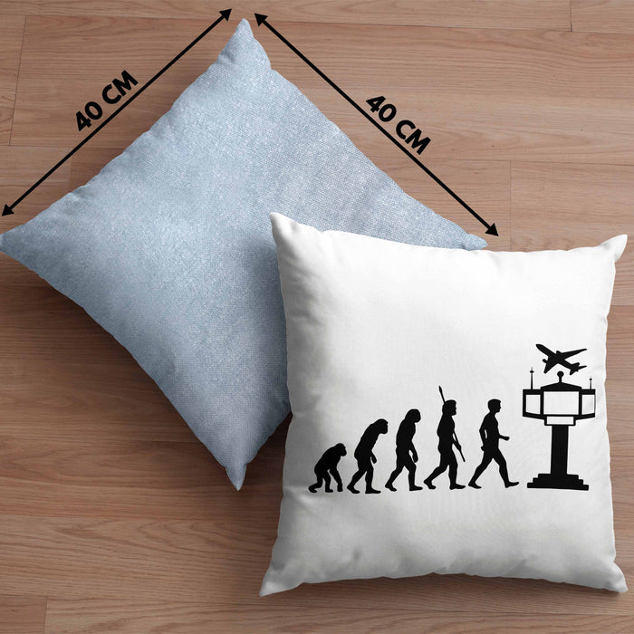 Fluglotse Kissen mit Füllung 40x40 Geschenk Flughafen Arbeiter Geschenkidee Evolution (Grau) Blau Trendation