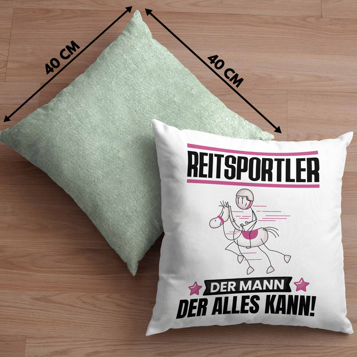 Reitsportler Kissen mit Füllung 40x40 Geschenk für Reitsportler Der Mann Der Alles Kann Geschenkidee zum Geburtstag (Grau) Grün Trendation