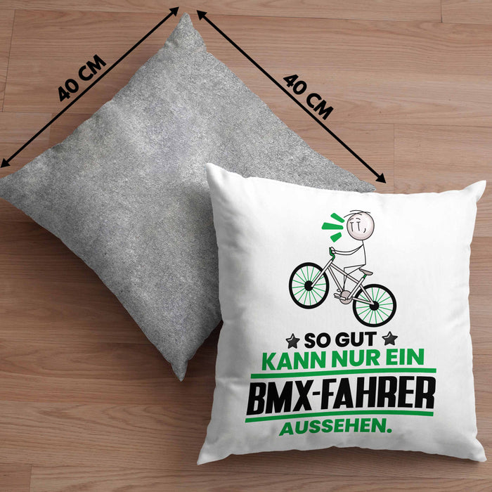 BMX-Fahrer Geschenk Kissen mit Füllung 40x40 So Gut Kann Nur Ein BMX-Fahrer Aussehen Geschenkidee (Grau) Grau Trendation