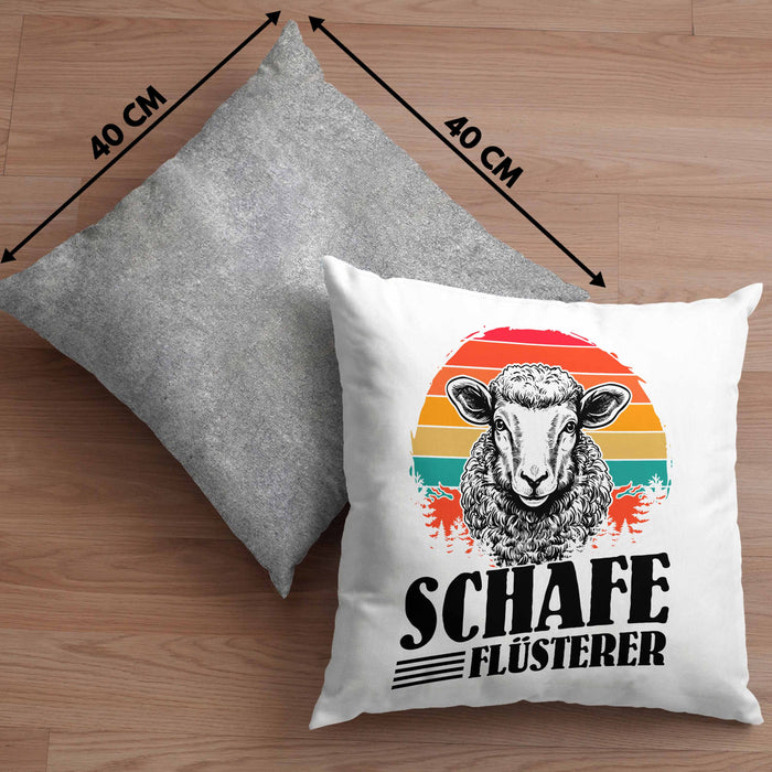 Schaf Kissen mit Füllung 40x40 Geschenk für Schaf-Hirte Schaf Flüsterer Geschenkdiee (Grau) Grau Trendation