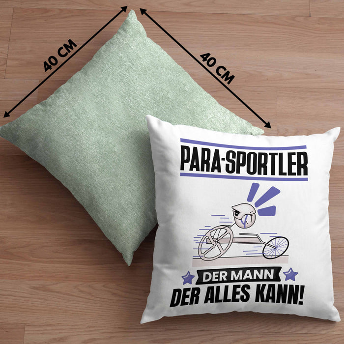 Para-Sportler Kissen mit Füllung 40x40 Geschenk für Para-Sportler Der Mann Der Alles Kann Geschenkidee zum Geburtstag (Grau) Grün Trendation