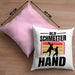 Handball Geschenk Kissen mit Füllung 40x40 Geschenkidee Handball-Spieler Handballspielerin Mädchen Jungs Old Schmetterhand (Grau) Rosa Trendation