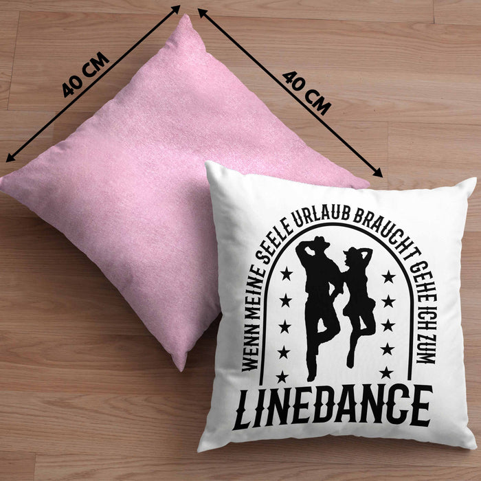 Lustige Kissen mit Füllung 40x40 für Line Dance Fans Spruch Line Dance Tänzerin (Grau) Rosa Trendation