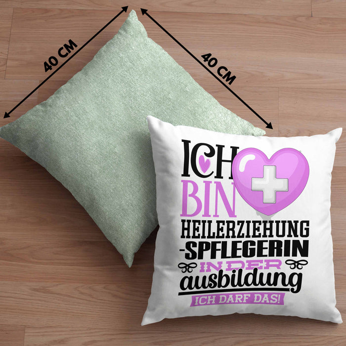 Heilerziehungspflegerin Ausbildung Start Geschenk Kissen mit Füllung 40x40 Ich Bin Heilerziehungspflegerin In Der Ausbildung Ich Darf Das Geschenkidee (Grau) Grün Trendation