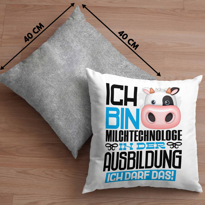 Milchtechnologe Ausbildung Kissen mit Füllung 40x40 Geschenk Ich Bin Milchtechnologe In Der Ausbildung Ich Darf Das Geschenkidee Spruch (Grau) Grau Trendation