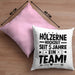 Hölzerne Hochzeit Kissen mit Füllung 40x40 Geschenk Ehemann Ehefrau Partner 5 Jahre Ein Team (Grau) Rosa Trendation