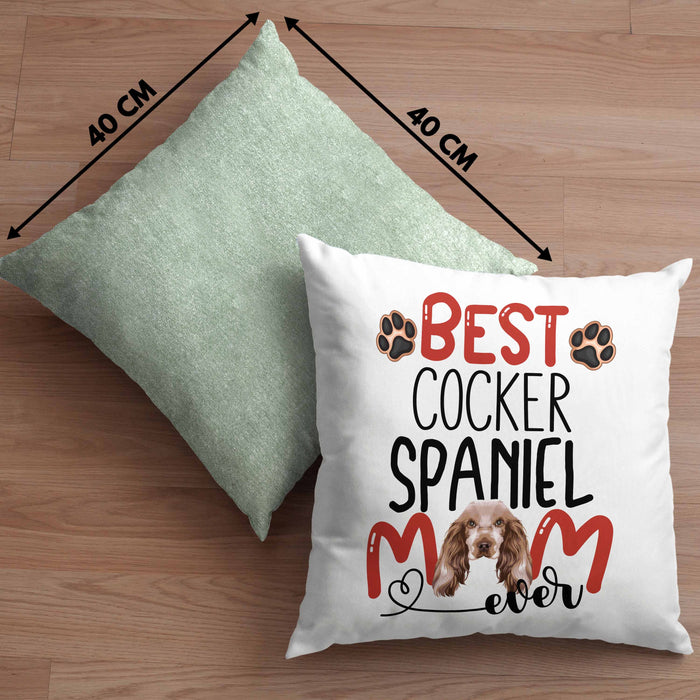 Cocker Spaniel Mom Besitzerin Kissen mit Füllung 40x40 Geschenk Lustiger Spruch Geschenkidee Besitzerin Cocker Spaniel Mama (Grau) Grün Trendation