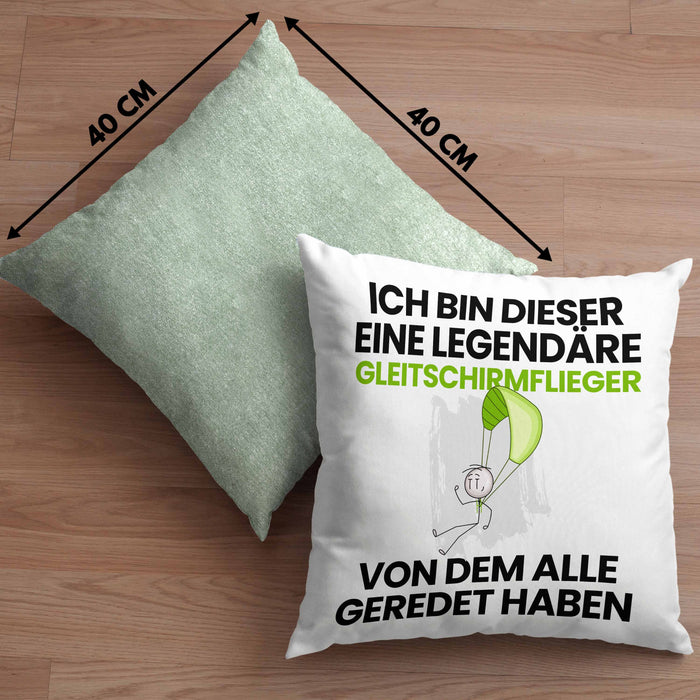 Gleitschirmflieger Geschenk Kissen mit Füllung 40x40 Lustige Geschenkidee Geburtstag für Gleitschirmflieger Ich Bin Dieser Legendäre Gleitschirmflieger Von Dem Alle Geredet Haben (Grau) Grün Trendation