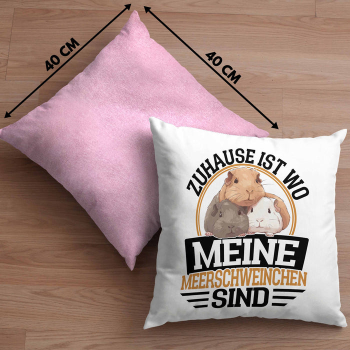 Meerschweinchen Geschenk Kissen mit Füllung 40x40 Spruch Meerschweinchen-Besitzerin Geschenkidee (Grau) Rosa Trendation
