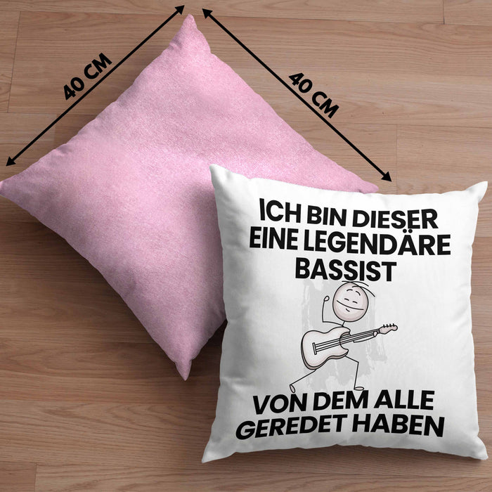Bassist Geschenk Kissen mit Füllung 40x40 Lustige Geschenkidee Geburtstag für Bassist Ich Bin Dieser Legendäre Bassist Von Dem Alle Geredet Haben (Grau) Rosa Trendation