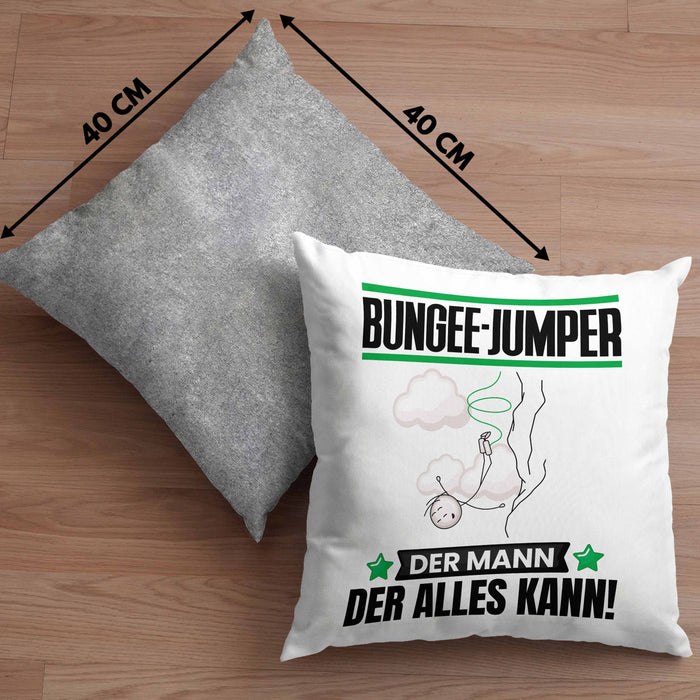 Bungee-Jumper Kissen mit Füllung 40x40 Geschenk für Bungee-Jumper Der Mann Der Alles Kann Geschenkidee zum Geburtstag (Grau) Grau Trendation