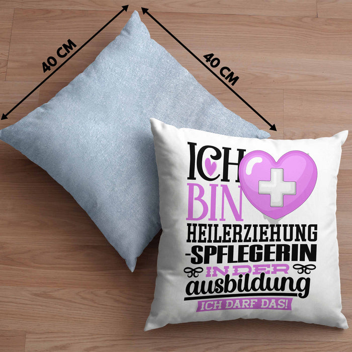 Heilerziehungspflegerin Ausbildung Start Geschenk Kissen mit Füllung 40x40 Ich Bin Heilerziehungspflegerin In Der Ausbildung Ich Darf Das Geschenkidee (Grau) Blau Trendation