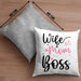 Wife Mom Boss Kissen mit Füllung 40x40 Geschenk Mutter Mama zum Muttertag Muttertagsgeschenk (Grau) Grau Trendation