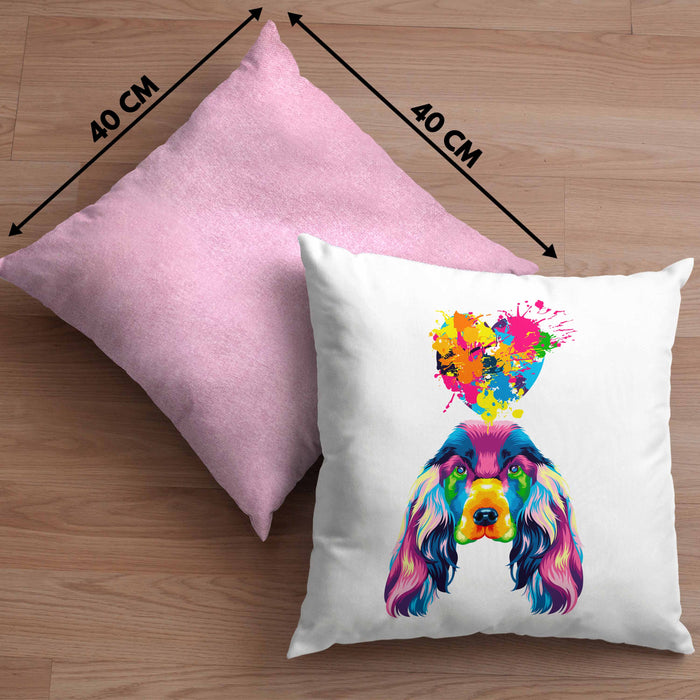 Cocker Spaniel Herz Farbe Besitzer Kissen mit Füllung 40x40 Geschenk Lustiger Spruch Geschenkidee Cocker Spaniel Liebhaber (Grau) Rosa Trendation