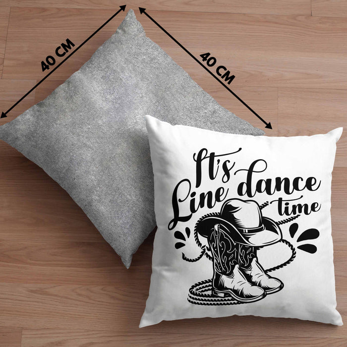 Lustige Kissen mit Füllung 40x40 "It's Line Dance Time" Geschenk Line Dance Fans (Grau) Grau Trendation