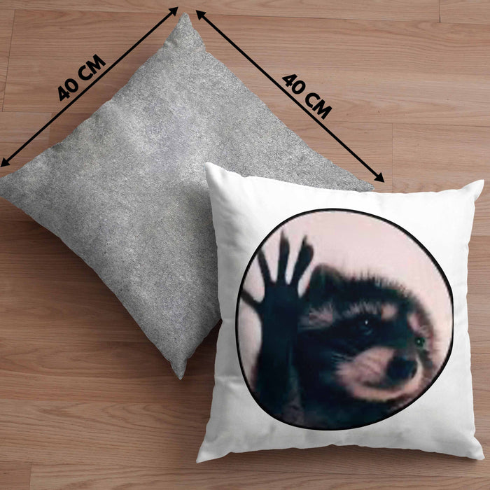 Waschbär Meme Kissen mit Füllung 40x40 Geschenk Lustiger Waschbär (Grau) Grau Trendation