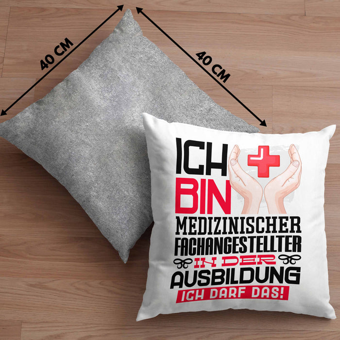 Medizinischer Fachangestellter Ausbildung Kissen mit Füllung 40x40 Geschenk Ich Bin Medizinischer Fachangestellter In Der Ausbildung Ich Darf Das Geschenkidee Spruch (Grau) Grau Trendation