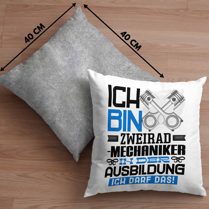 Zweiradmechaniker Ausbildung Kissen mit Füllung 40x40 Geschenk Ich Bin Zweiradmechaniker In Der Ausbildung Ich Darf Das Geschenkidee Spruch (Grau) Grau Trendation