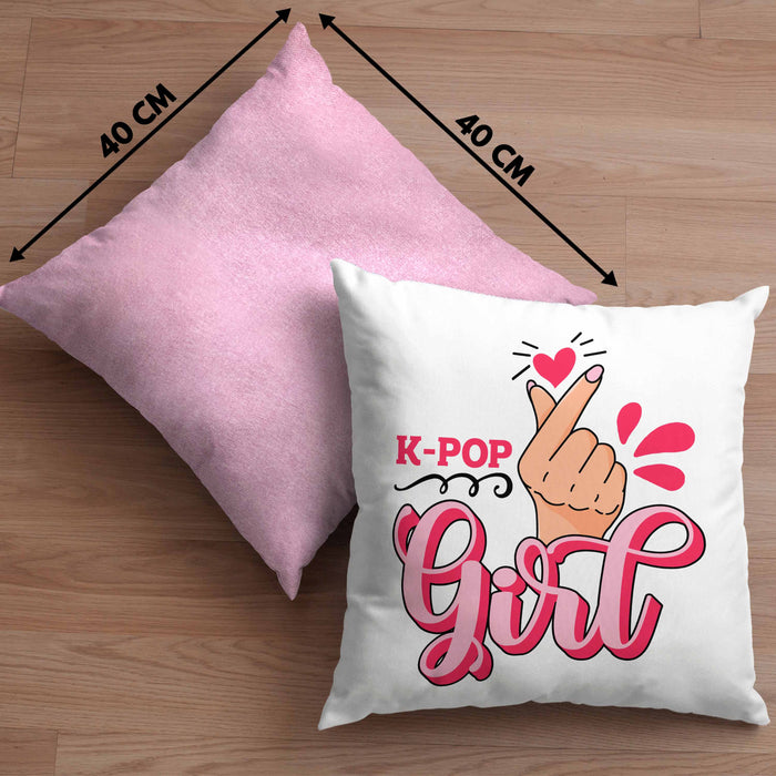 K-Pop Girl Kissen mit Füllung 40x40 Geschenkidee für K-Pop Fans Asiatische Musik (Grau) Rosa Trendation
