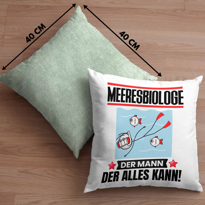 Meeresbiologe Kissen mit Füllung 40x40 Geschenk für Meeresbiologe Der Mann Der Alles Kann Geschenkidee zum Geburtstag (Grau) Grün Trendation