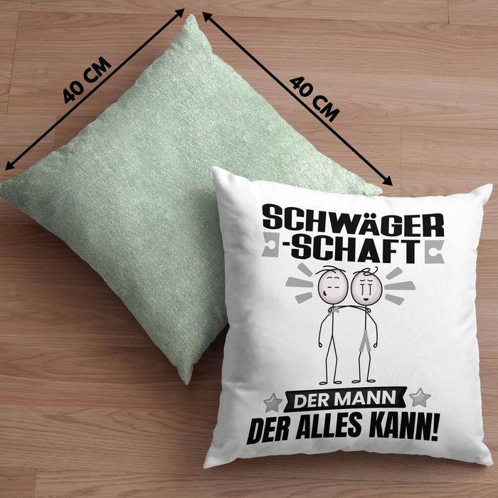 Schwägerschaft Kissen mit Füllung 40x40 Geschenk für Schwägerschaft Der Mann Der Alles Kann Geschenkidee zum Geburtstag (Grau) Grün Trendation