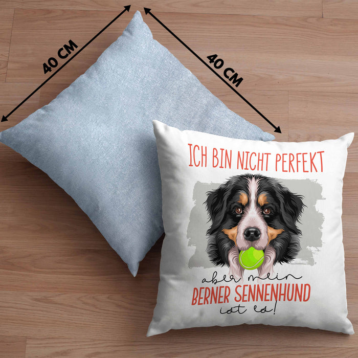 Berner Sennen Besitzer Kissen mit Füllung 40x40 Geschenk Lustiger Spruch Geschenkidee Besitzerin Ich Bin Nicht toll Aber Mein Berner Sennen Ist Es (Grau) Blau Trendation