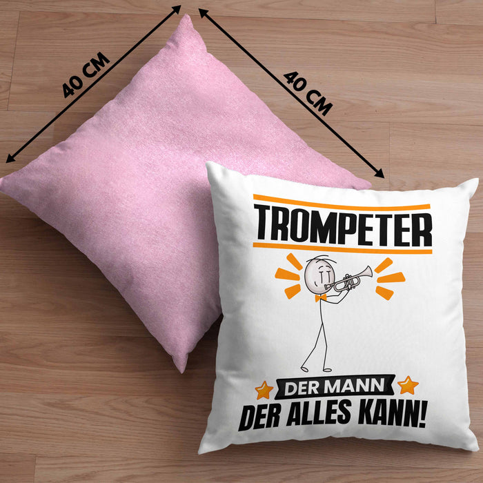 Trompeter Kissen mit Füllung 40x40 Geschenk für Trompeter Der Mann Der Alles Kann Geschenkidee zum Geburtstag (Grau) Rosa Trendation