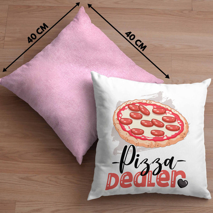 Pizza Dealer Kissen mit Füllung 40x40 Geschenk für Pizzabäcker Geburtstag Spruch Geschenkidee Beste Pizza Der welt (Grau) Rosa Trendation