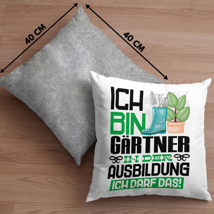 Gärtner Ausbildung Kissen mit Füllung 40x40 Geschenk Ich Bin Gärtner In Der Ausbildung Ich Darf Das Geschenkidee Spruch (Grau) Grau Trendation