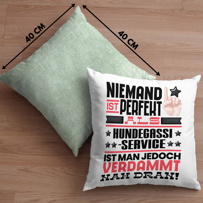 Hundegassi-Service Geschenk Kissen mit Füllung 40x40 Lustige Geschenkidee für Hundegassi-Service Geburtstag Niemand Ist Perfekt Aber Als Hundegassi-Service Ist Man Nah Dran (Grau) Grün Trendation