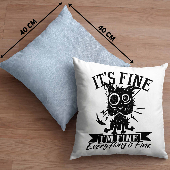 Lustige Kissen mit Füllung 40x40 Geschenk It's Fine I'm Fine Everything Is Fine Geschenkidee Frauen Sarkasmus Humor (Grau) Blau Trendation