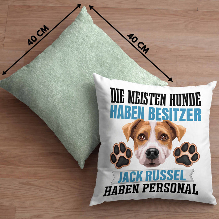 Jack Russell Besitzer Kissen mit Füllung 40x40 Geschenk Lustiger Spruch Geschenkidee Besitzerin Jack Russell Haben Personal (Grau) Grün Trendation