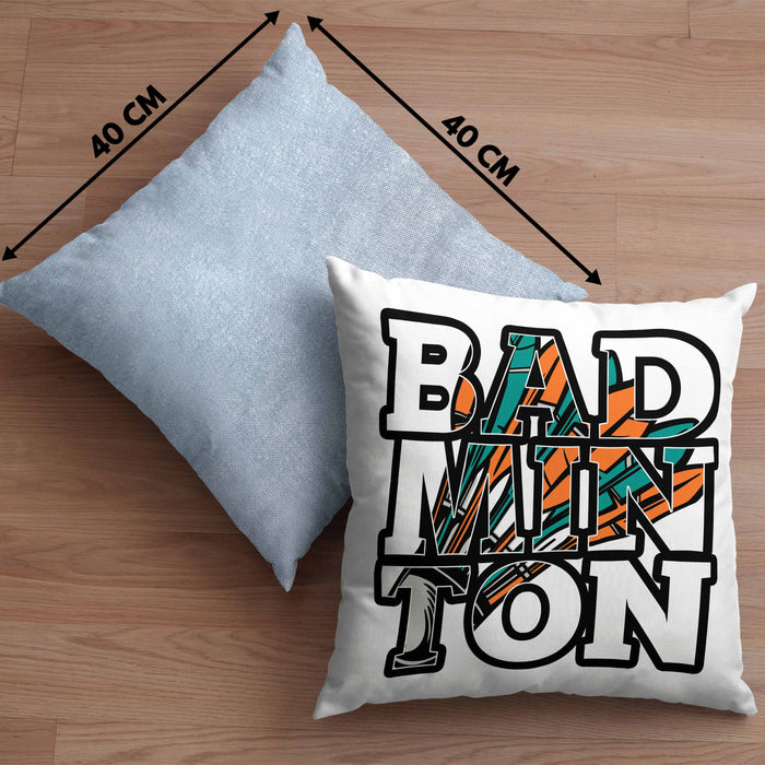 Badminton-Kissen mit Füllung 40x40 Geschenk für Badminton-Spieler Badminton-Trainer (Grau) Blau Trendation