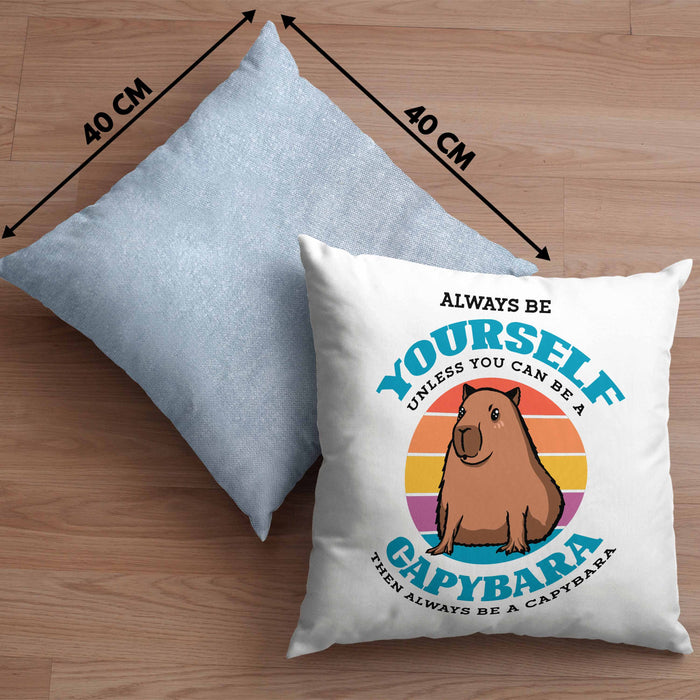 Kissen mit Füllung 40x40 Capybara-Spruch Geschenk für Capybara Liebhaber Geschenkidee (Grau) Blau Trendation