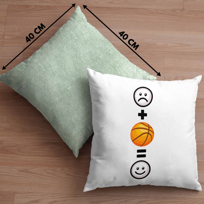 Basketball Kissen mit Füllung 40x40 Geschenk für Basketball-Spieler Geburtstag Lustige Geschenkidee :( + Basketball = :) (Grau) Grün Trendation