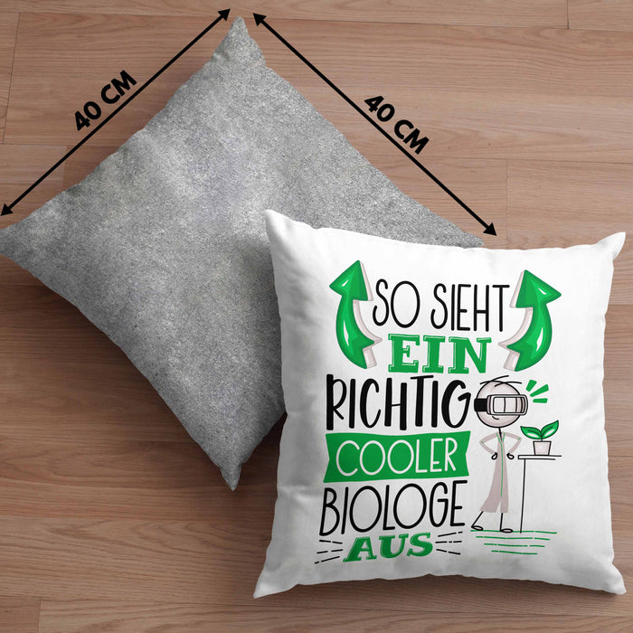 Biologe Kissen mit Füllung 40x40 Geschenk So Sieht Ein RIchtig Cooler Biologe Aus Geschenkidee Lustiger Spruch Geburtstag Biologie Student (Grau) Grau Trendation