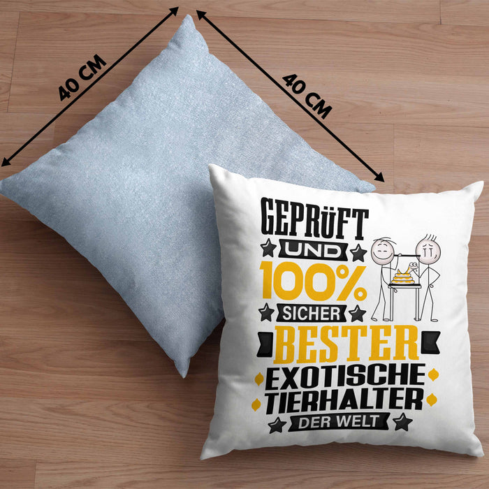 ExotischeTierhalter Geschenk Lustiger Spruch für ExotischeTierhalter Geschenkidee Bester ExotischeTierhalter Der WeltKissen mit Füllung 40x40 (Grau) Blau Trendation
