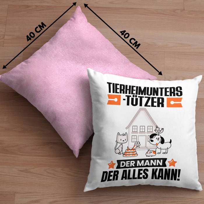 Tierheimunterstützer Kissen mit Füllung 40x40 Geschenk für Tierheimunterstützer Der Mann Der Alles Kann Geschenkidee zum Geburtstag (Grau) Rosa Trendation