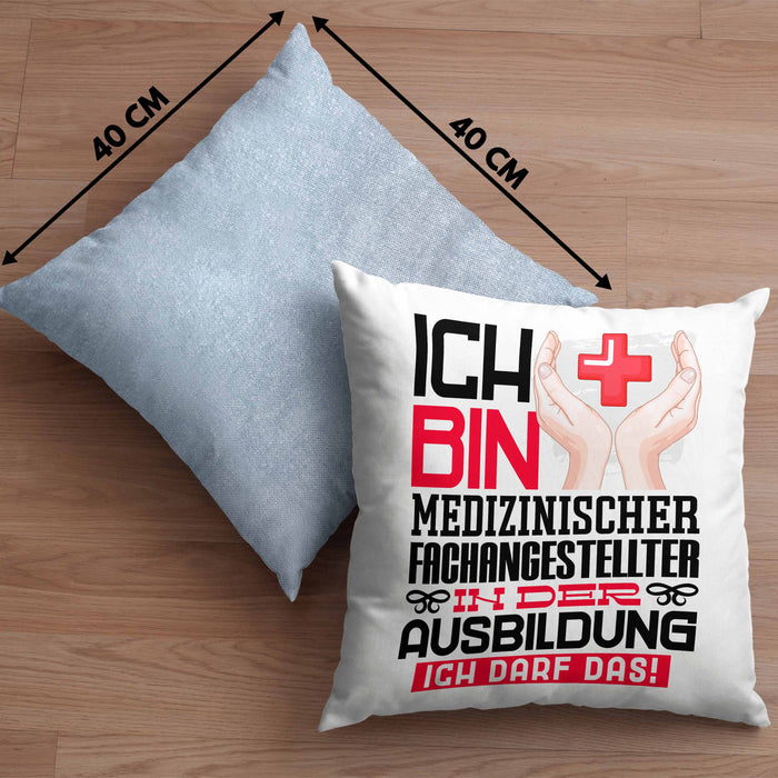 Medizinischer Fachangestellter Ausbildung Kissen mit Füllung 40x40 Geschenk Ich Bin Medizinischer Fachangestellter In Der Ausbildung Ich Darf Das Geschenkidee Spruch (Grau) Blau Trendation