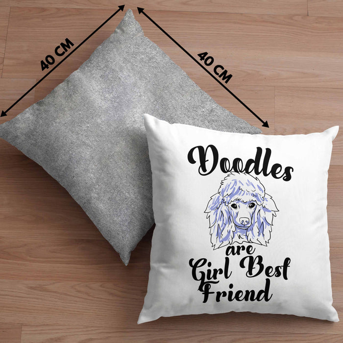 Kissen mit Füllung 40x40 mit süßem Pudel-Hundemotiv Geschenk für Pudel Liebhaber (Grau) Grau Trendation