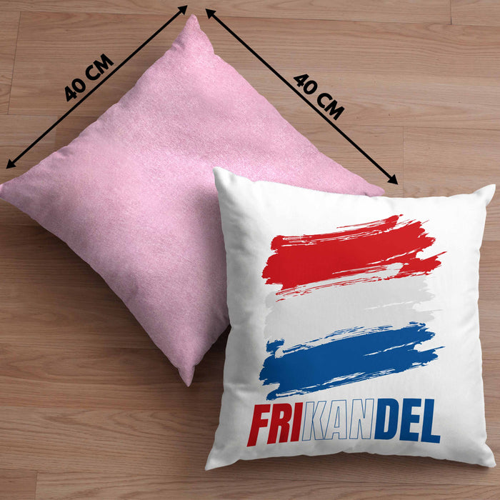 Holland Fan Kissen mit Füllung 40x40 Geschenk Holländer Frikande (Grau) Rosa Trendation
