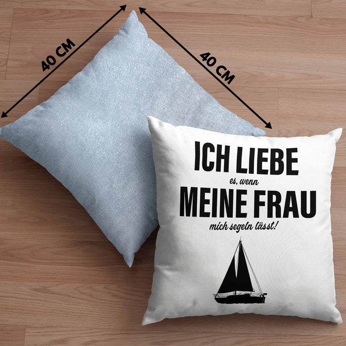 Kissen mit Füllung 40x40 für Segler Geschenke Männer Kissen mit Füllung 40x40 Geschenkideen Zubehör Gadgeds Segeln Lustig (Grau) Blau Trendation